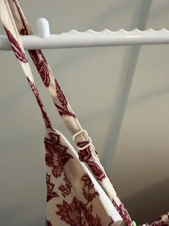 Cream Floral Spaghetti Strap Sundress with Burgundy Print - Picture 4 of 4
